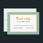 Glittery Gold und Aquamarine Bat Mitzvah Antwort<br><div class="desc">Diese trendige Einsteckkarte weist eine fette Schrift auf der Vorderseite auf,  die in Glitzer und Weiß überlegt aussieht und eine solide Rückfärbung aufweist. Fügen Sie den Text mithilfe des Vorlagenformulars hinzu. Ändern Sie den Schriftart,  das Layout und die Farben mithilfe der erweiterten Menüs.</div>