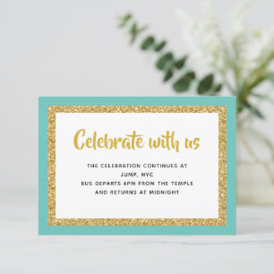 Glittery Gold und Aquamarine Einladungskarte