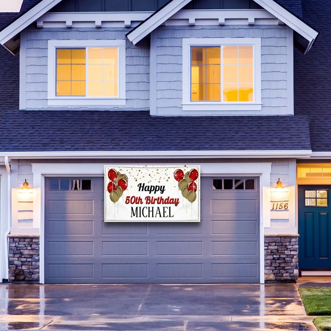 Glittery Gold und Red Happy Birthday Banner (Von Creator hochgeladen)