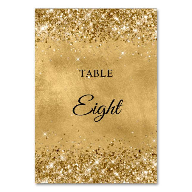 Glittery Gold Wedding Tischnummer (Vorderseite)