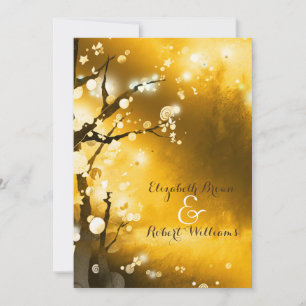 Glittery Golden Forest Herbsthochzeit Einladung