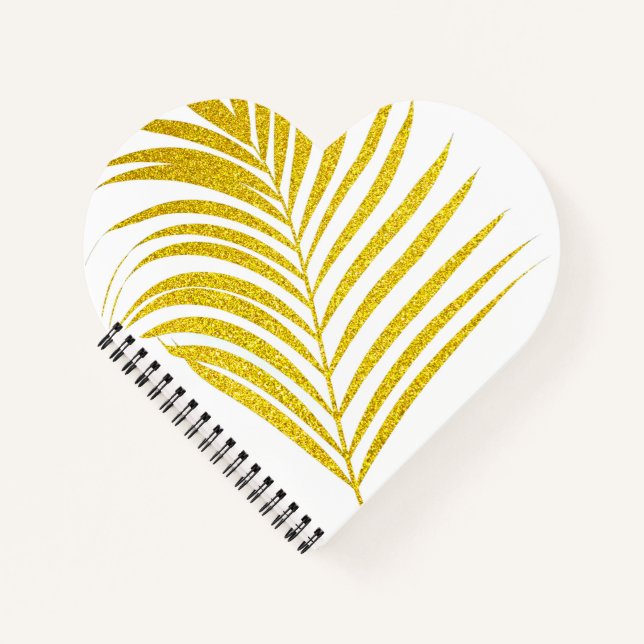Glittery Golden Palm Tree Tropical Gefallen Niedli Notizbuch (Vorderseite)