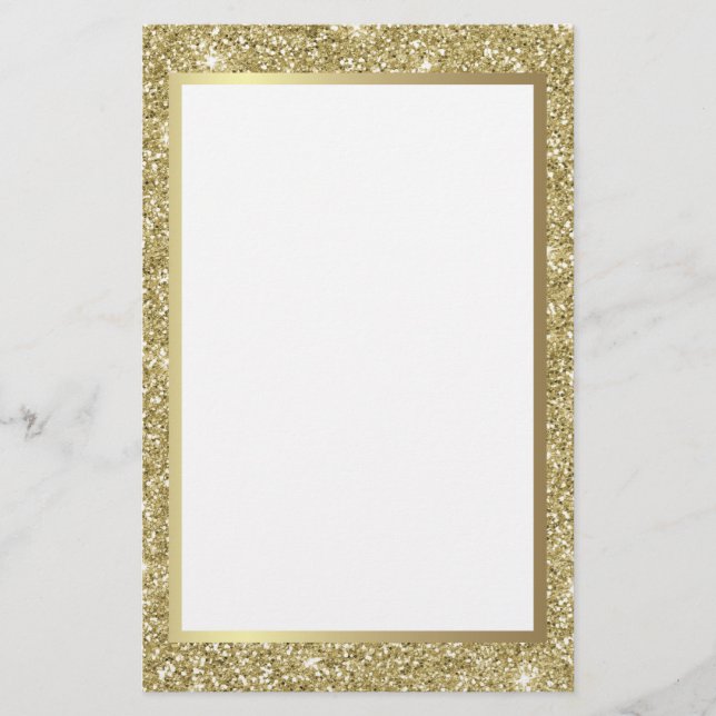 Glittery Goldgrenze Briefpapier (Vorderseite)
