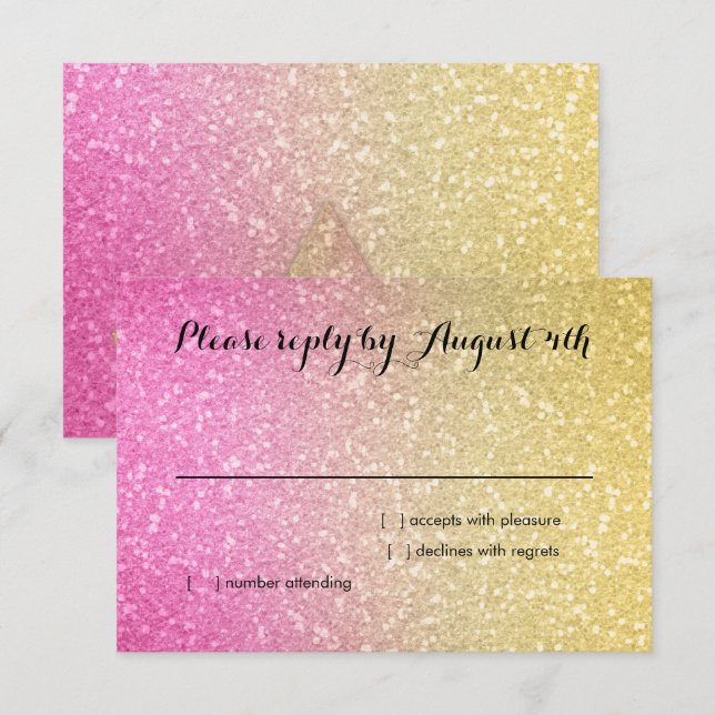 Glittery Gradient UAWG Hot Pink RSVP Karte (Vorne/Hinten)