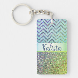 Glittery Green et Purple Chevron Personnalisé