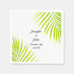 Glittery Green Gold Tropical Palm Leaf Hochzeiten Serviette