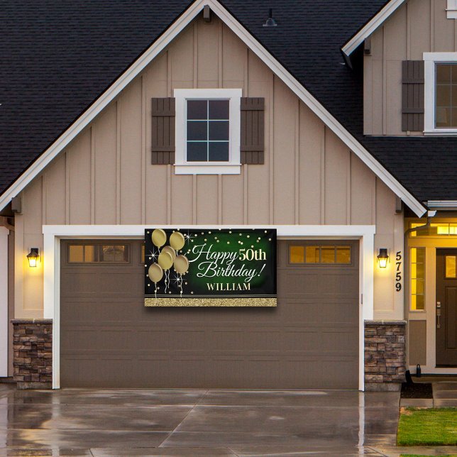 Glittery Green und Gold Happy Birthday Banner (Von Creator hochgeladen)