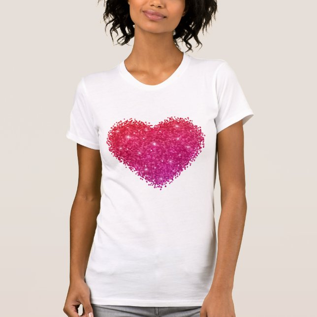 Glittery Heart Valentinstag Inspiriert T-Shirt (Vorderseite)