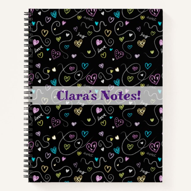 Glittery Hearts - Imitate Glitzer Pattern Notizbuch (Vorderseite)