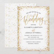 Glittery Hochzeit Einladung in Imitats Gold Glitze