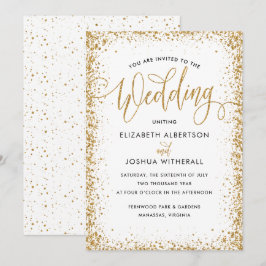 Glittery Hochzeit Einladung in Imitats Gold Glitze