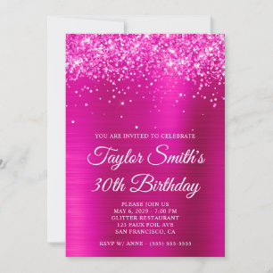 Glittery Hot Pink 30. Geburtstag Einladung