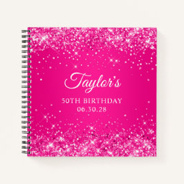 Glittery Hot Pink Ombre 50th Birthday Guest Notizbuch