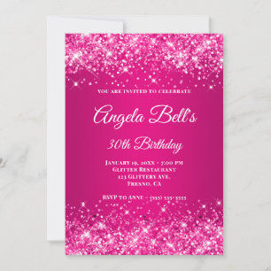 Glittery Hot Pink Raspberry Ombre Foto Einladung