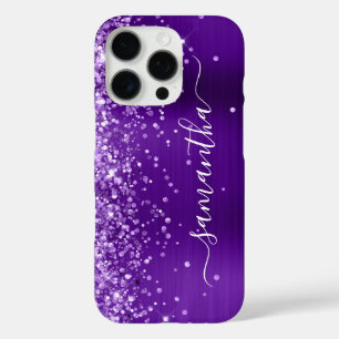 Glittery Indigo Lila Glam Girly Signature iPhone 16 Pro Hülle
