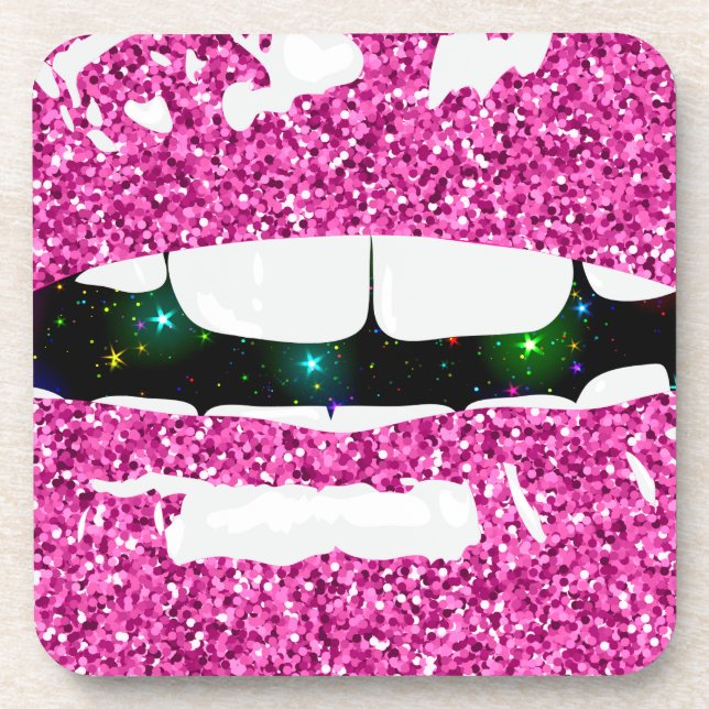 GLITTERY KUSS UNTERSETZER (Vorderseite)