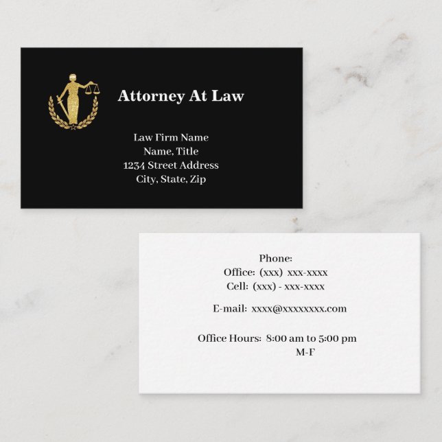 Glittery Lady Justice Avocat Cartes de visite (Devant / Derrière)
