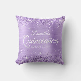 Glittery Lavender Foil Quinceañera Kissen