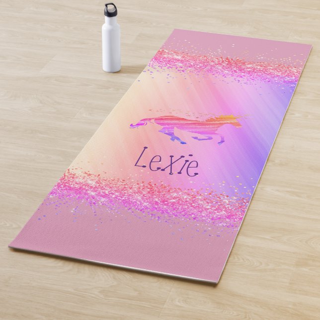 Glittery Lavender und Pink Personalisiert Unicorn Yogamatte (Beispiel)
