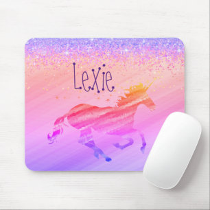 Glittery Lavender und Rosa Einhorn Mousepad