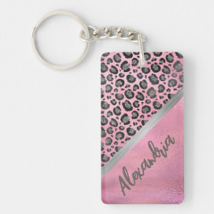 Glittery Leopard Print Glossy Hot Pink individuell Schlüsselanhänger