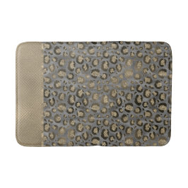 Glittery Leopard Print on Glossy Grau Badematte