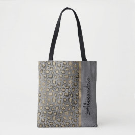 Glittery Leopard Print on Glossy Grau Tasche