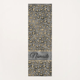 Glittery Leopard Print on Glossy Grau  Yogamatte
