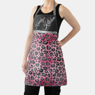 Glittery Leopard Print on Glossy Hot Pink  Schürze