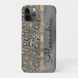 Glittery Leopard Print on Grau Personalisiert Case-Mate iPhone Hülle