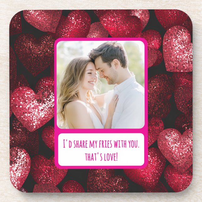 Glittery Liebe Meine Freunde teilen Getränkeuntersetzer (Vorderseite)