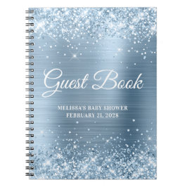 Glittery Light Blue Baby Showbook Notizblock
