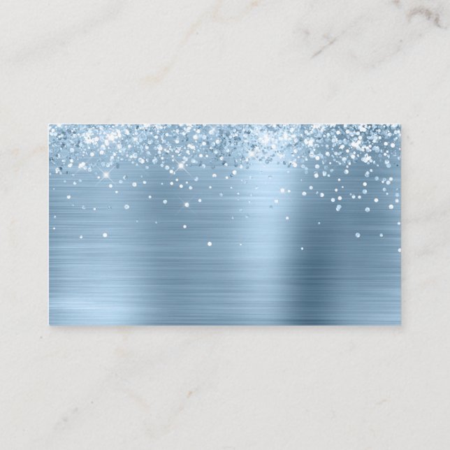 Glittery Light Blue Foil Blank Platzkarte (Rückseite)