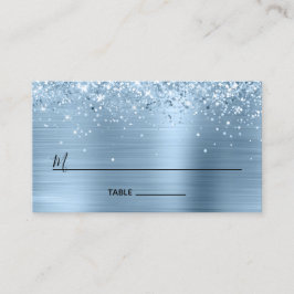 Glittery Light Blue Foil Lined Blank Platzkarte