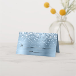 Glittery Light Blue Foil Lined Platzkarte