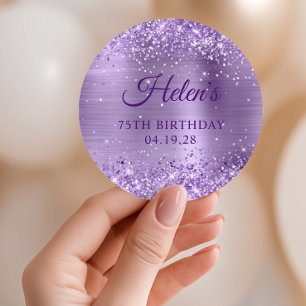 Glittery Light Lila Foil 75. Geburtstag Runder Aufkleber