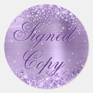Glittery Light Lila Foil Extravagant signierte Kop Runder Aufkleber