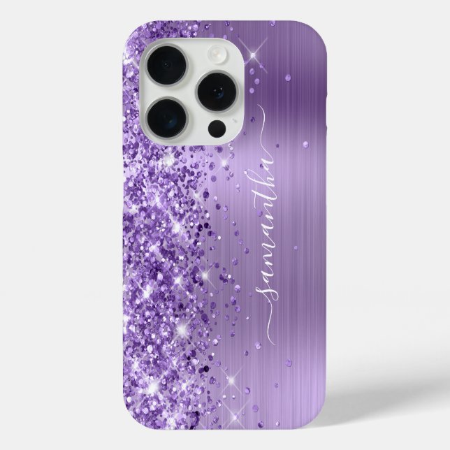 Glittery Light Lila Glam Girly Signature Case-Mate iPhone Hülle (Rückseite)