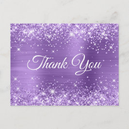 Glittery Light Lila Sweet 16 Danke Postkarte