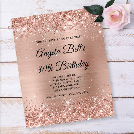 Glittery Light Rose Gold 30. Geburtstag Papier Fly