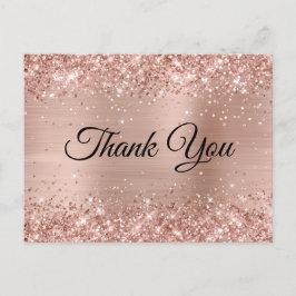 Glittery Light Rose Gold Foil Vielen Dank Postkarte