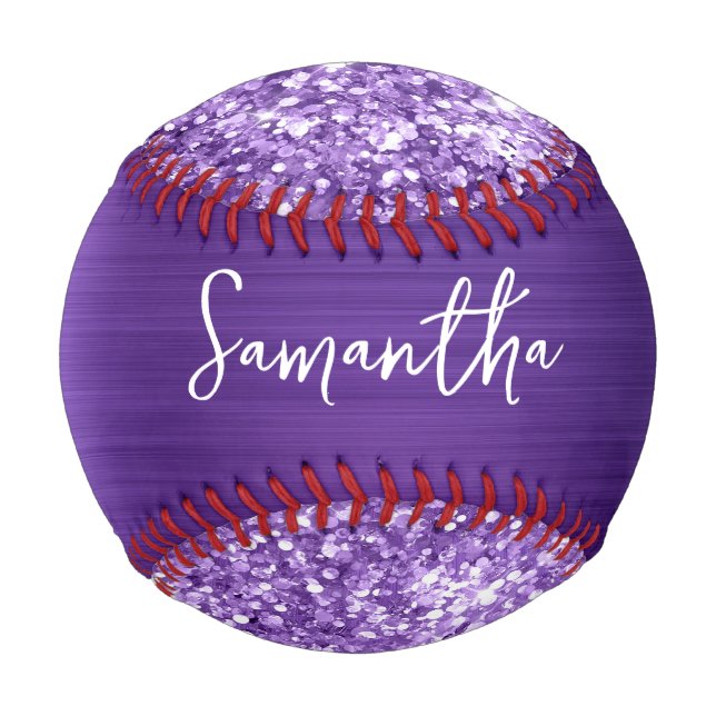 Glittery Lila Amethyst Glam Name Baseball (Vorderseite)