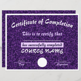 Glittery Lila Certificate of Completion