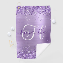 Glittery Lila Glam Mit Monogramm Golfhandtuch