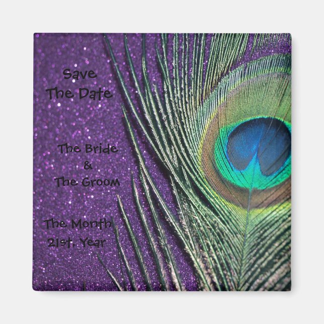 Glittery Lila Peacock Wedding Magnete Magnet (Vorne)
