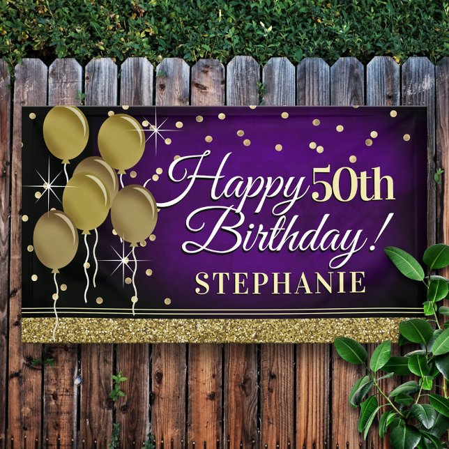 Glittery Lila und Gold Happy Birthday Banner (Von Creator hochgeladen)