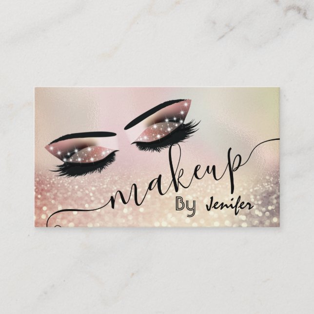 Glittery Luxus Makeup Augen Kalligraphie Visitenkarte (Vorderseite)
