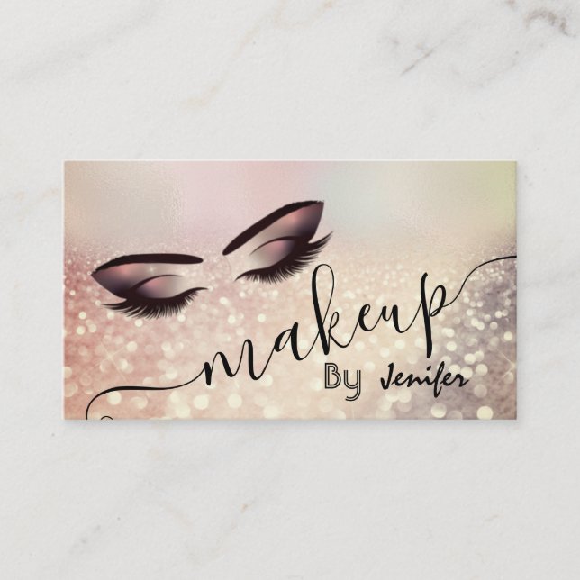 Glittery Luxus Makeup Augen Kalligraphie Visitenkarte (Vorderseite)