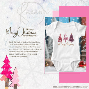 Glittery Merry Christmas Baby Jersey Bodysuit Baby Strampler