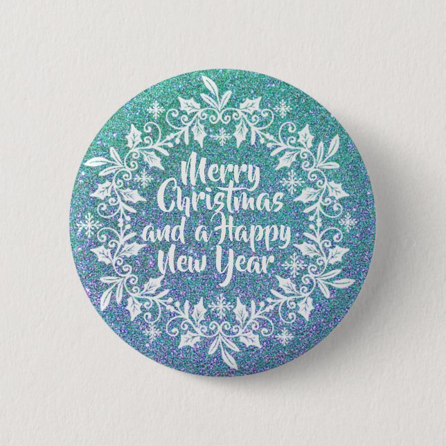Glittery Merry Christmas | Schaltfläche Button (Vorderseite)